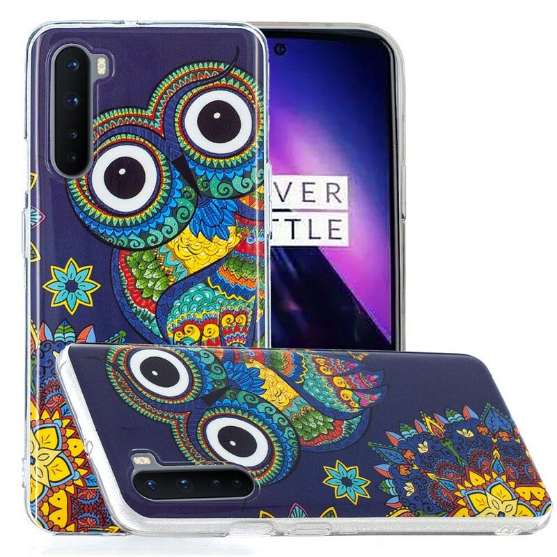 Hoesje voor OnePlus Nord Fluorescerende Uil Mandala