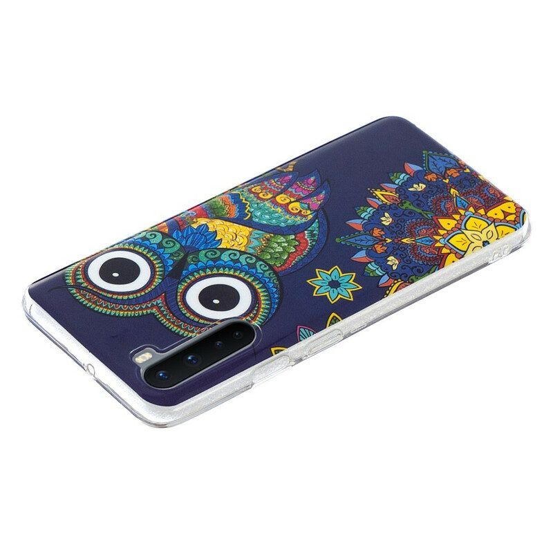 Hoesje voor OnePlus Nord Fluorescerende Uil Mandala