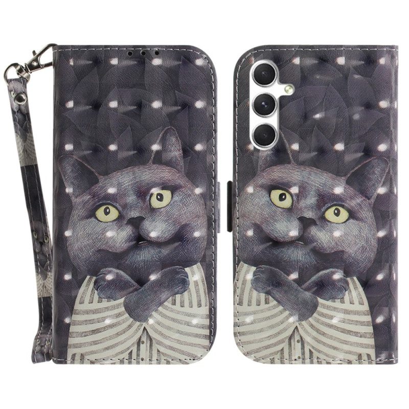 Bescherming Hoesje Samsung Galaxy S24 Plus 5g Knuffelkat Met Riem