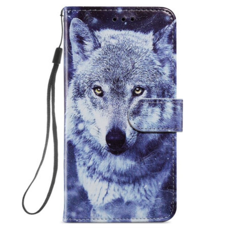 Bescherming Hoesje Samsung Galaxy S24 Plus 5g Witte Wolf Met Riem