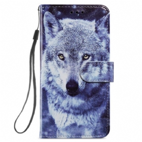 Bescherming Hoesje Samsung Galaxy S24 Plus 5g Witte Wolf Met Riem