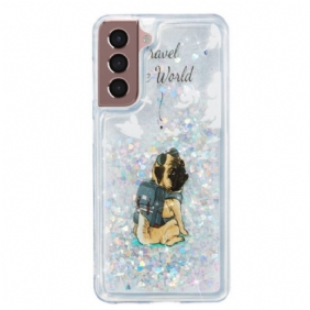 Case Hoesje Samsung Galaxy S24 Plus 5g Telefoonhoesje Vloeibare Glitterhond