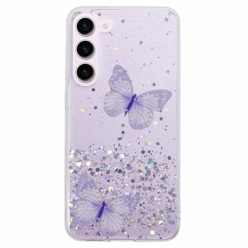 Cover Hoesje Samsung Galaxy S24 Plus 5g Telefoonhoesje Vlinders Pailletten