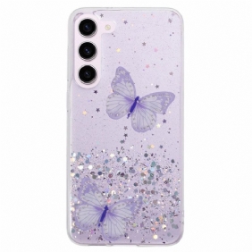 Cover Hoesje Samsung Galaxy S24 Plus 5g Telefoonhoesje Vlinders Pailletten