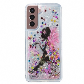 Cover Hoesje Samsung Galaxy S24 Plus 5g Telefoonhoesje Vloeibare Glitter Voor Jong Meisje