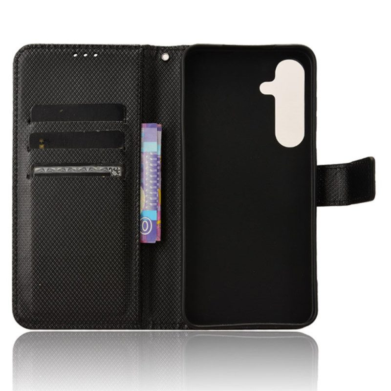 Flip Case Leren Samsung Galaxy S24 Plus 5g Gestippelde Band