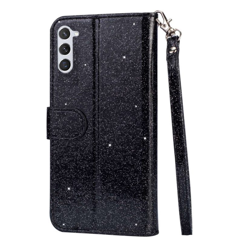 Flip Case Leren Samsung Galaxy S24 Plus 5g Portemonnee Met Glitters