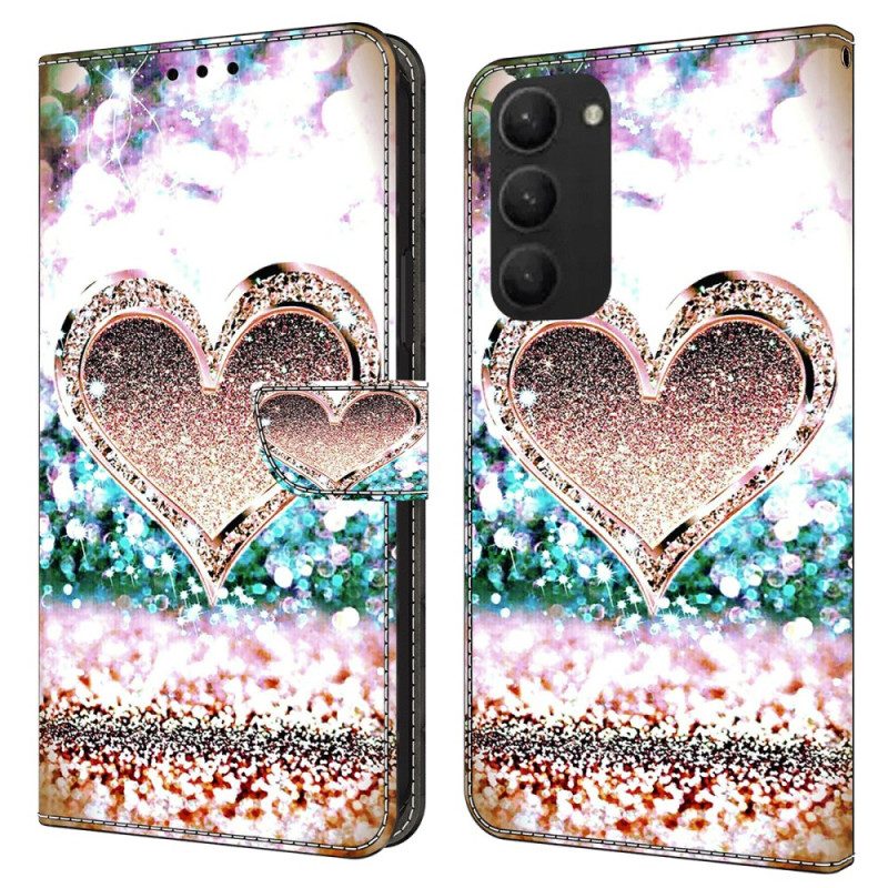 Flip Case Leren Samsung Galaxy S24 Plus 5g Roze Diamanten Hart