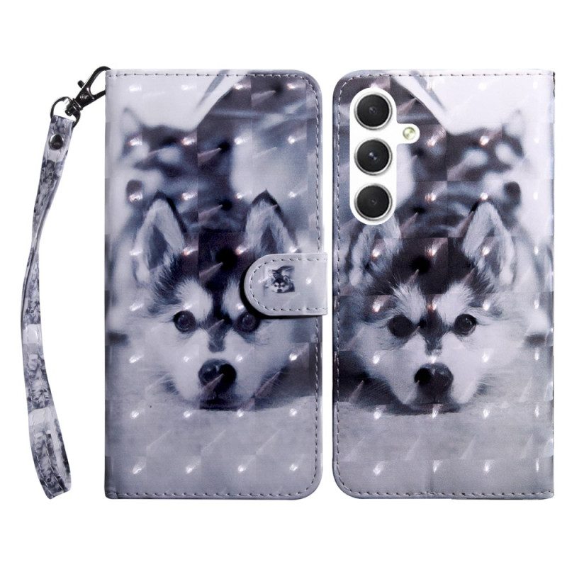 Folio-hoesje Samsung Galaxy S24 Plus 5g Telefoonhoesje Husky Met Riem