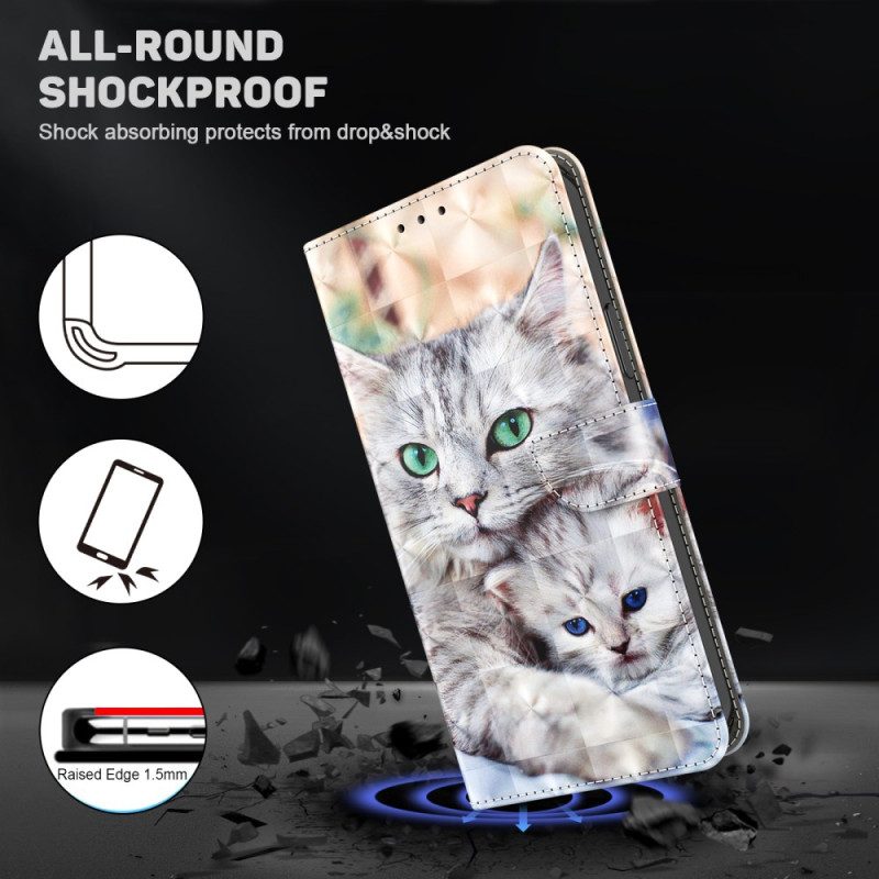 Folio-hoesje Samsung Galaxy S24 Plus 5g Telefoonhoesje Twee Witte Katten Met Riemen