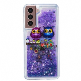 Hoesje Samsung Galaxy S24 Plus 5g Twee Uilen Vloeibare Glitters