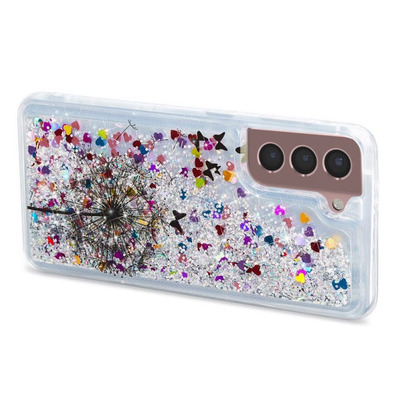 Hoesje Voor Samsung Galaxy S24 Plus 5g Paardebloem Vloeibare Glitter