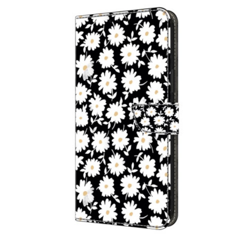 Leren Hoesje Samsung Galaxy S24 Plus 5g Bloemmotief Met Riempje Bescherming Hoesje