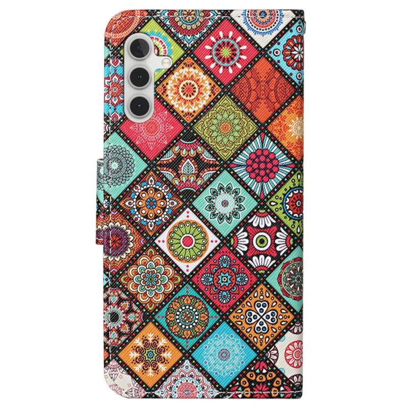 Leren Hoesje Samsung Galaxy S24 Plus 5g Etnische Stijl Met Riem Bescherming Hoesje