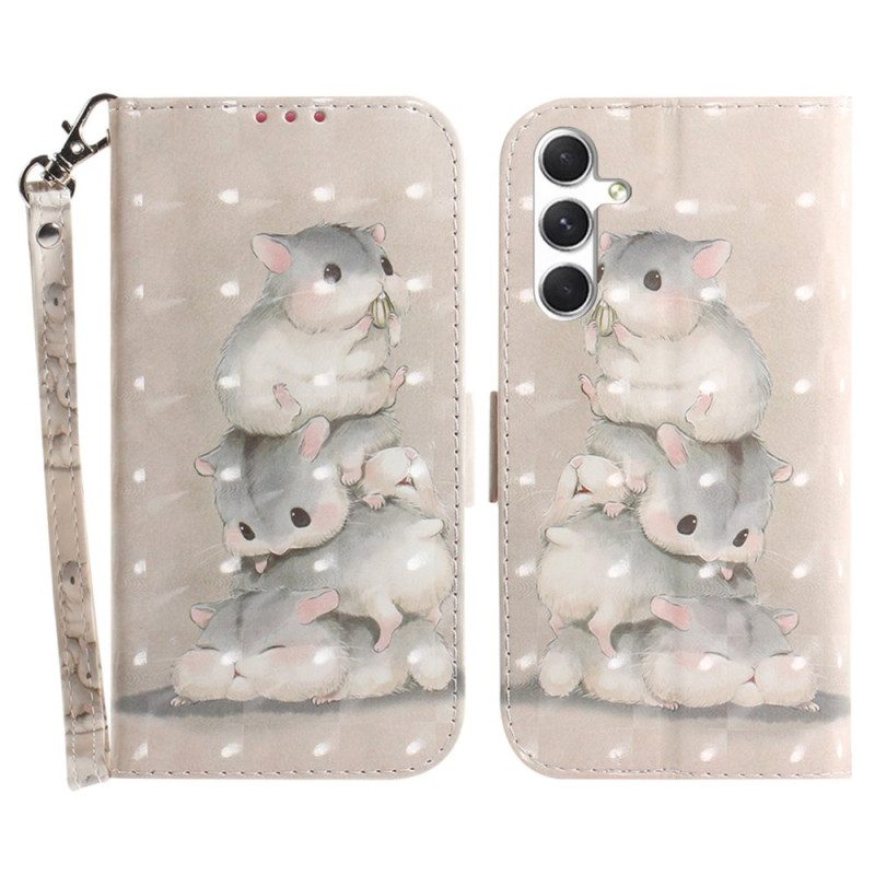 Leren Hoesje Samsung Galaxy S24 Plus 5g Hamsters Met Riem