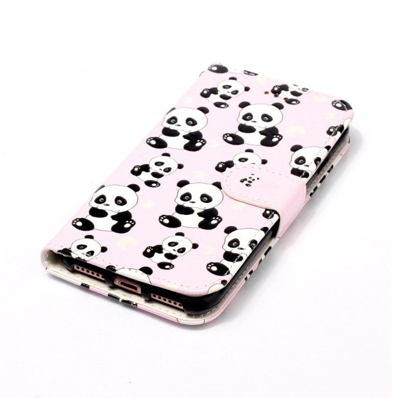 Leren Hoesje Samsung Galaxy S24 Plus 5g Lanyard Panda's Bescherming Hoesje