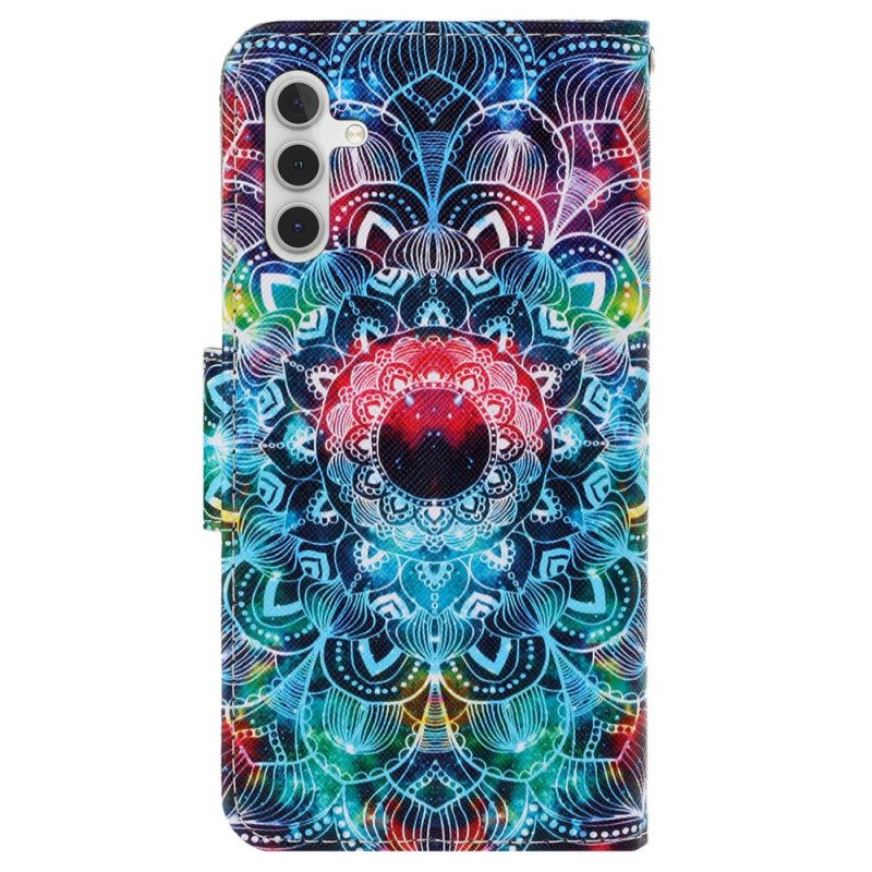 Leren Hoesje Samsung Galaxy S24 Plus 5g Mandala Met Riempje