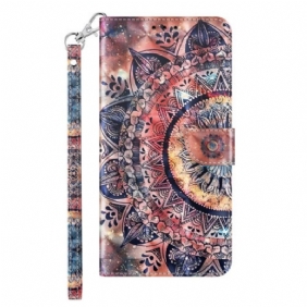 Leren Hoesje Samsung Galaxy S24 Plus 5g Mandala Roodtinten Met Bandje