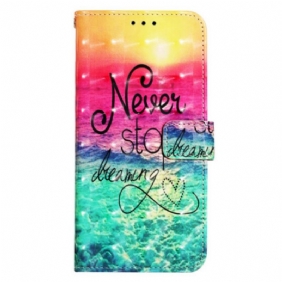 Leren Hoesje Samsung Galaxy S24 Plus 5g Stop Nooit Met Dromen Bescherming Hoesje