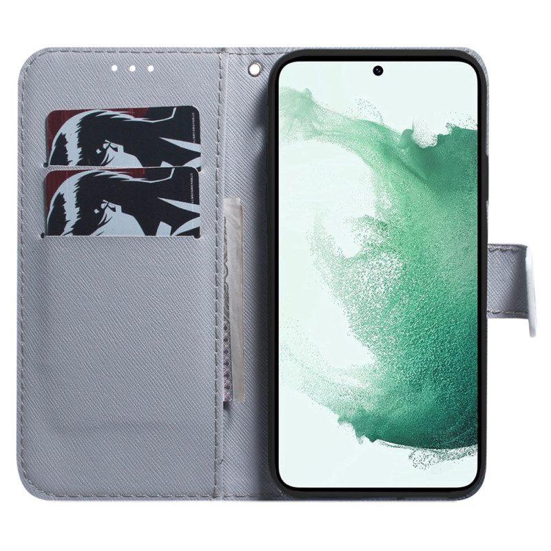 Leren Hoesje Voor Samsung Galaxy S24 Plus 5g Aquarelwolf