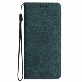 Leren Hoesje Voor Samsung Galaxy S24 Plus 5g Bloemenpatroon