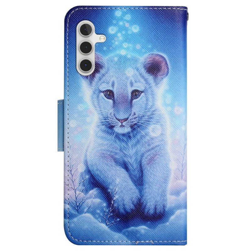 Leren Hoesje Voor Samsung Galaxy S24 Plus 5g Luipaardpatroon Met Riempje