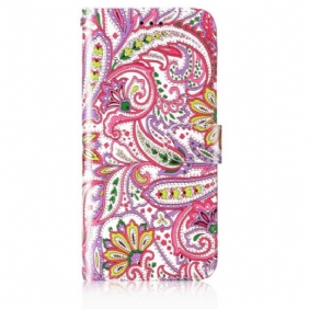 Leren Hoesje Voor Samsung Galaxy S24 Plus 5g Ontwerp Met Bloemenband