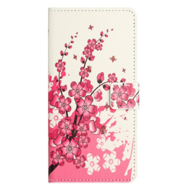 Leren Hoesje Voor Samsung Galaxy S24 Plus 5g Tropische Bloemen