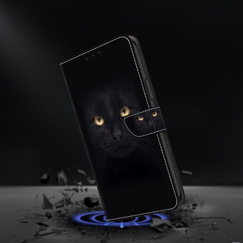 Leren Hoesje Voor Samsung Galaxy S24 Plus 5g Zwarte Kat