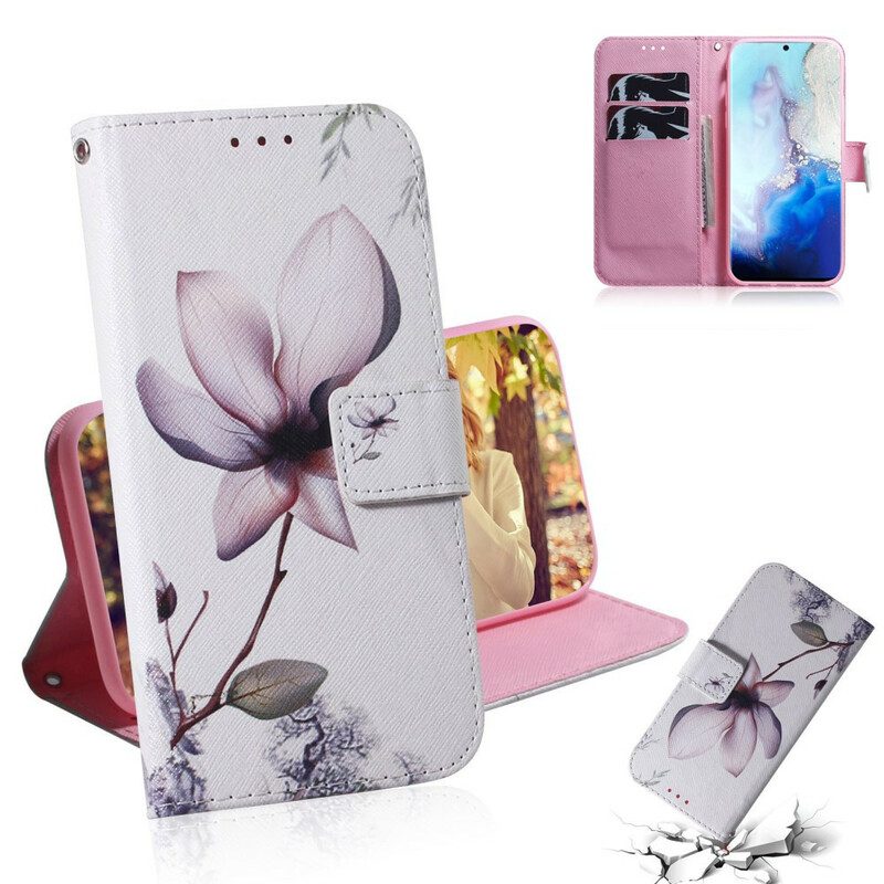 Flip Case voor Samsung Galaxy S20 Bloem Stoffig Roze