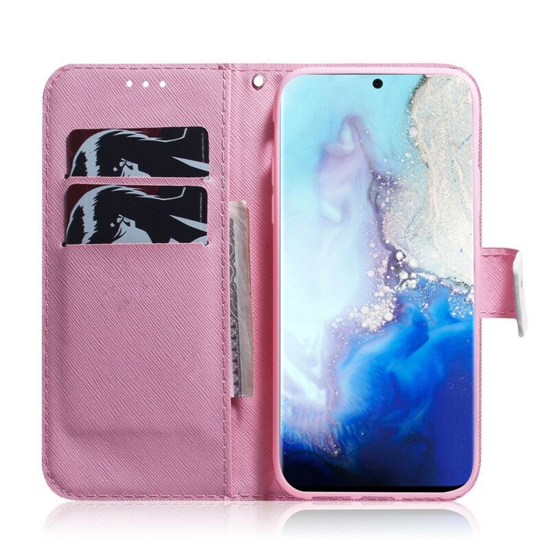 Flip Case voor Samsung Galaxy S20 Bloem Stoffig Roze