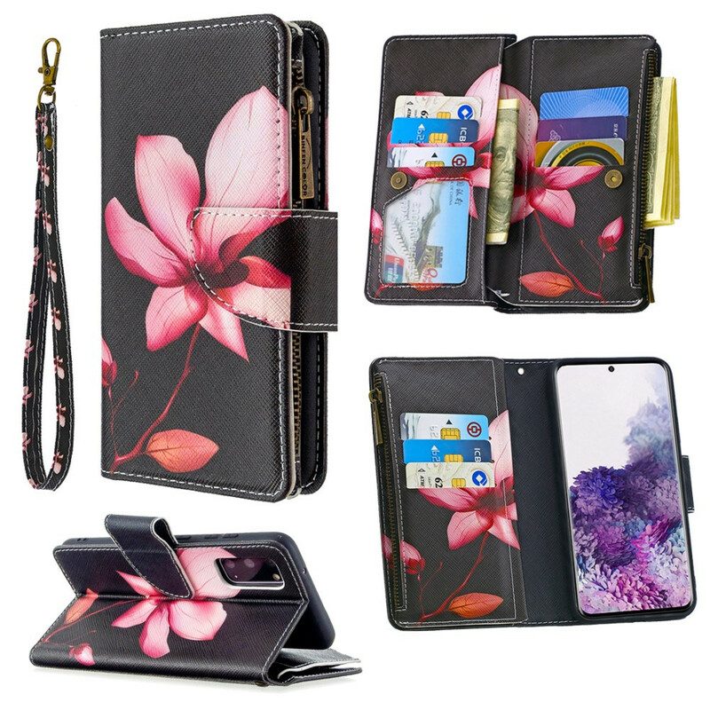 Flip Case voor Samsung Galaxy S20 Bloemzak Met Ritssluiting