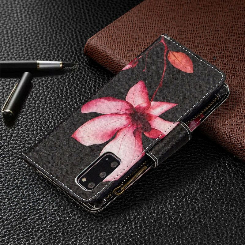 Flip Case voor Samsung Galaxy S20 Bloemzak Met Ritssluiting