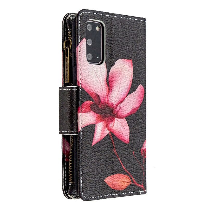 Flip Case voor Samsung Galaxy S20 Bloemzak Met Ritssluiting