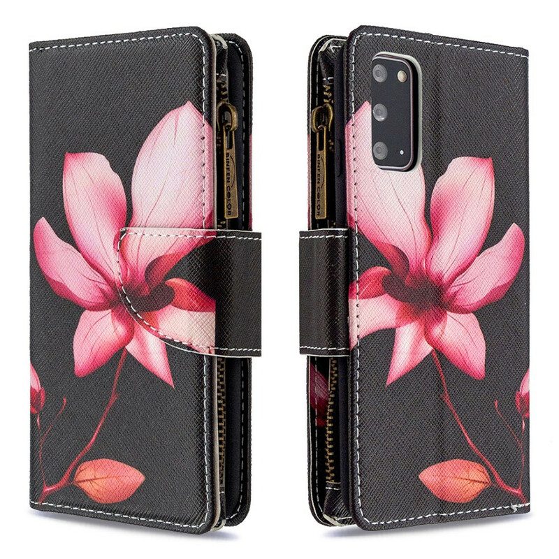 Flip Case voor Samsung Galaxy S20 Bloemzak Met Ritssluiting