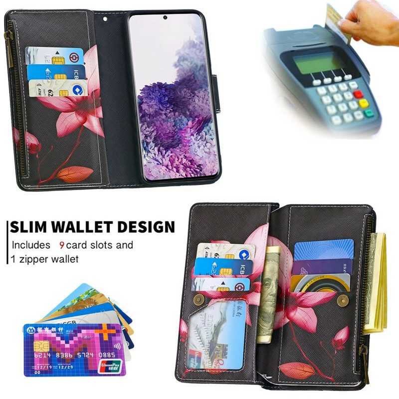 Flip Case voor Samsung Galaxy S20 Bloemzak Met Ritssluiting