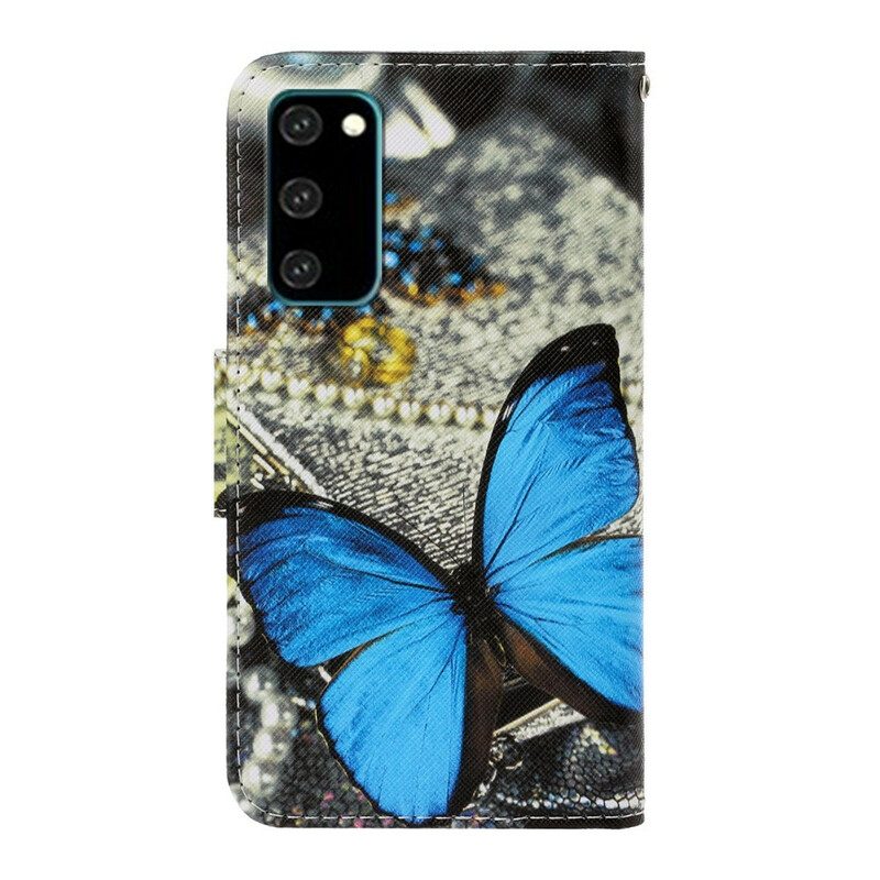 Flip Case voor Samsung Galaxy S20 Met Ketting Vlinderbandvariaties