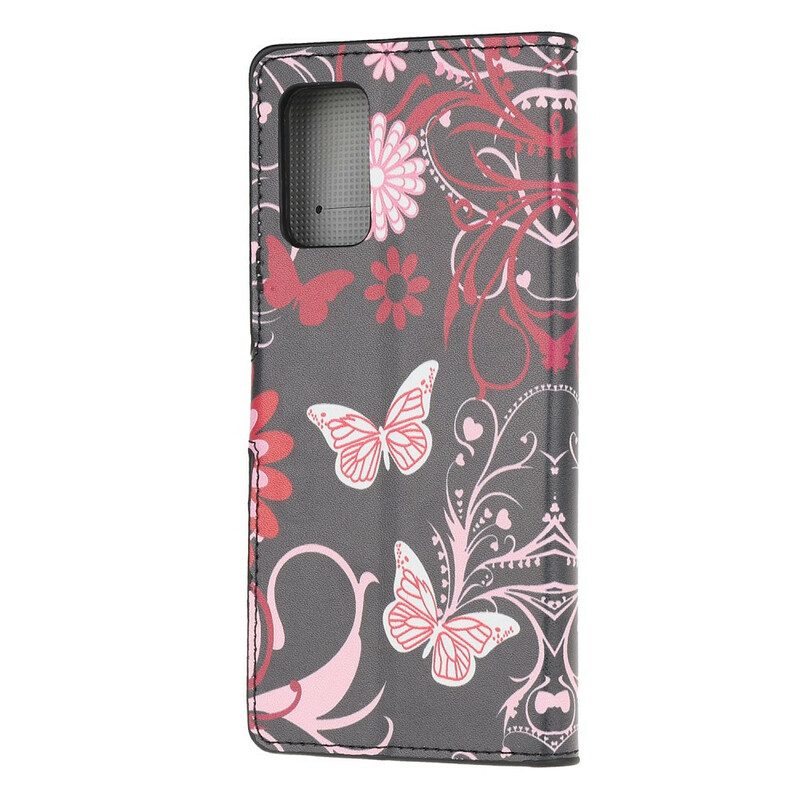 Flip Case voor Samsung Galaxy S20 Vlinders En Bloemen