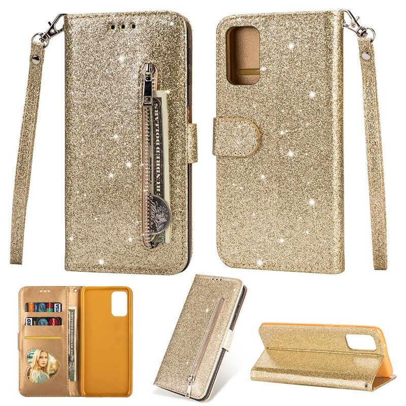 Folio-hoesje voor Samsung Galaxy S20 Glitter Portemonnee