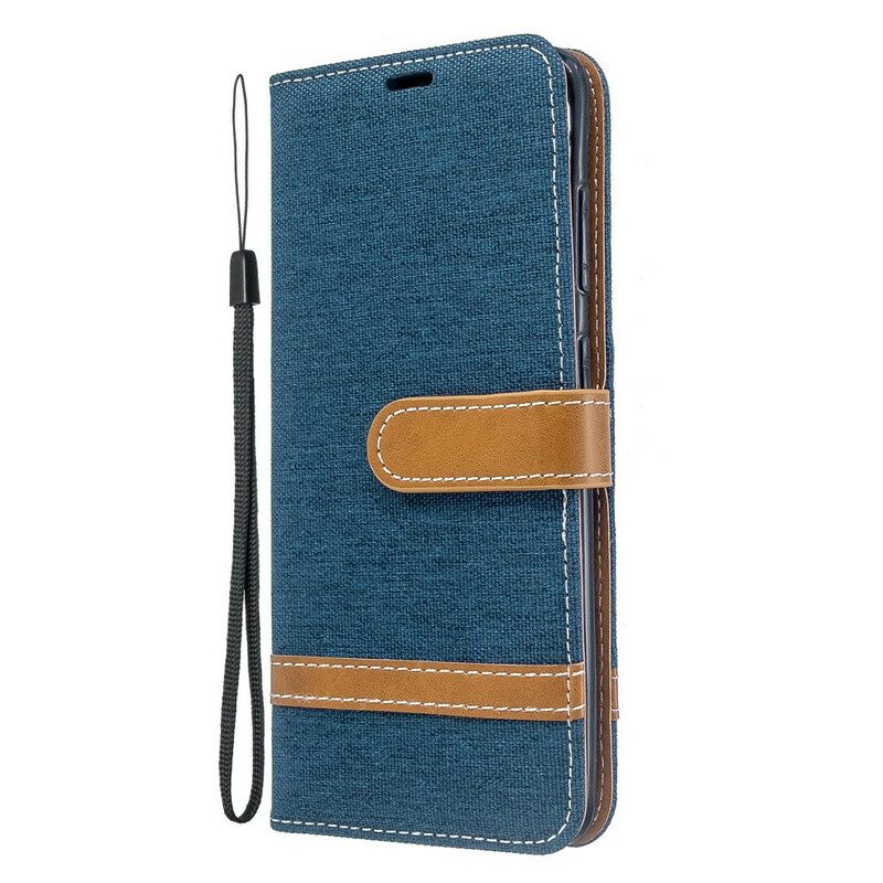 Folio-hoesje voor Samsung Galaxy S20 Met Ketting Band Van Stof En Leereffect