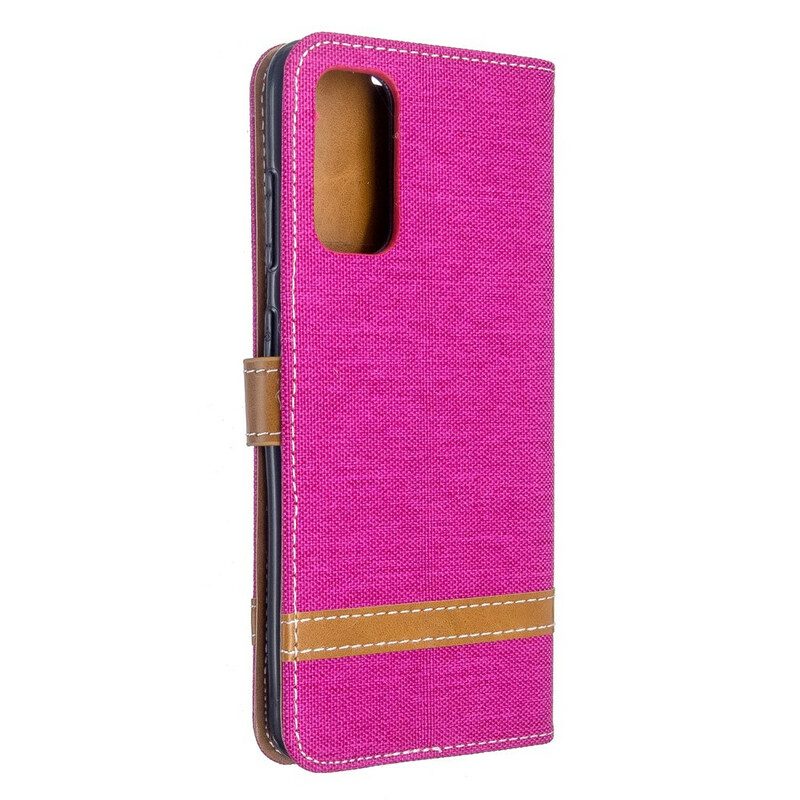 Folio-hoesje voor Samsung Galaxy S20 Met Ketting Band Van Stof En Leereffect