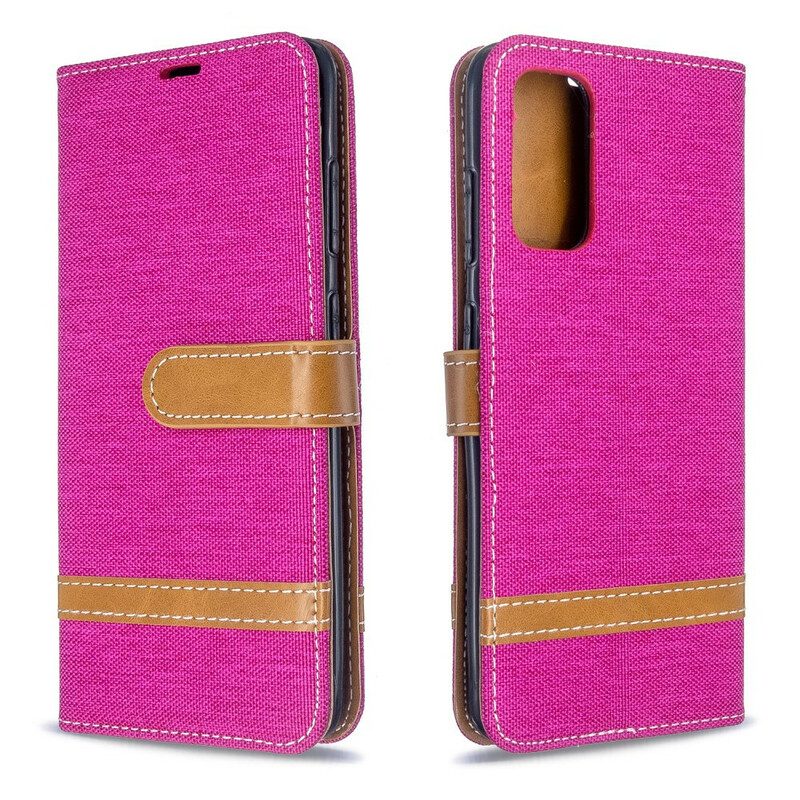 Folio-hoesje voor Samsung Galaxy S20 Met Ketting Band Van Stof En Leereffect