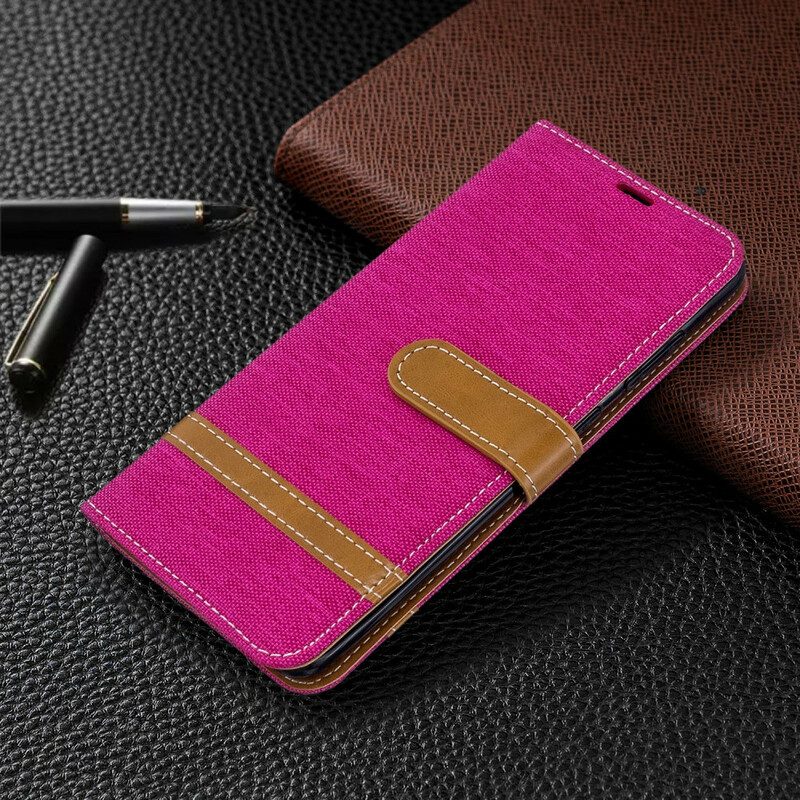 Folio-hoesje voor Samsung Galaxy S20 Met Ketting Band Van Stof En Leereffect