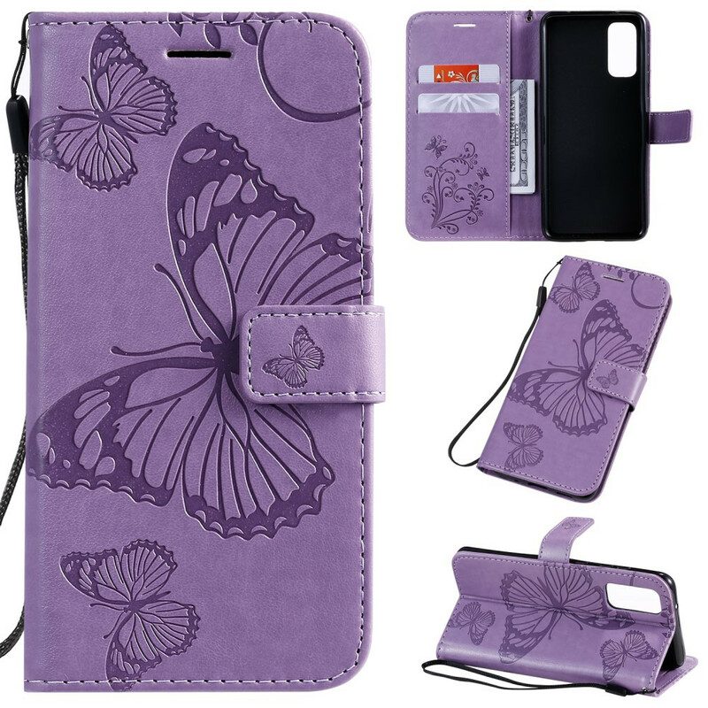 Folio-hoesje voor Samsung Galaxy S20 Met Ketting Gigantische Riemvlinders