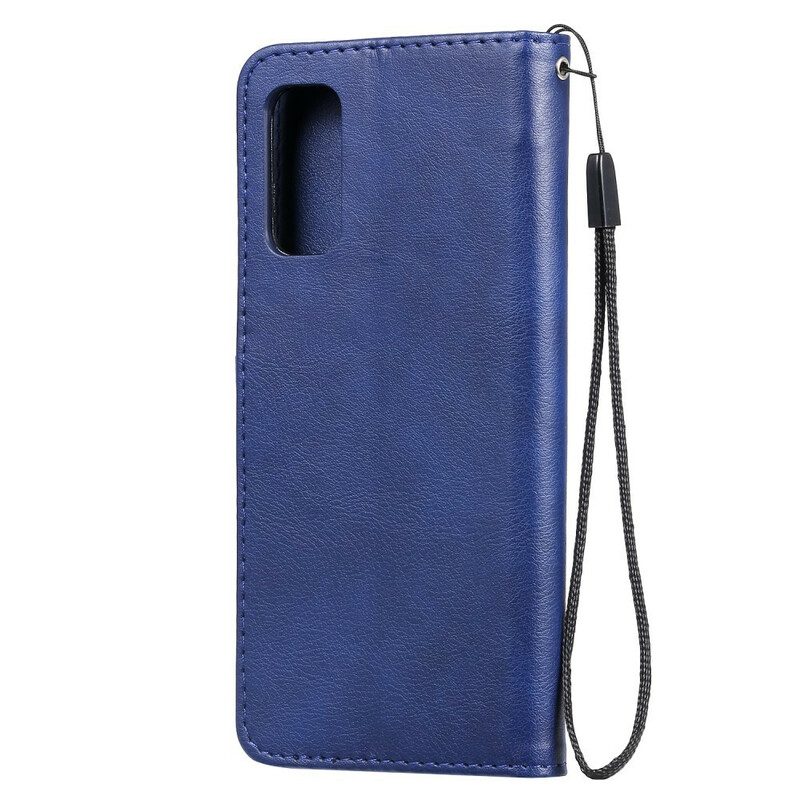 Folio-hoesje voor Samsung Galaxy S20 Met Ketting Strappy Leereffect