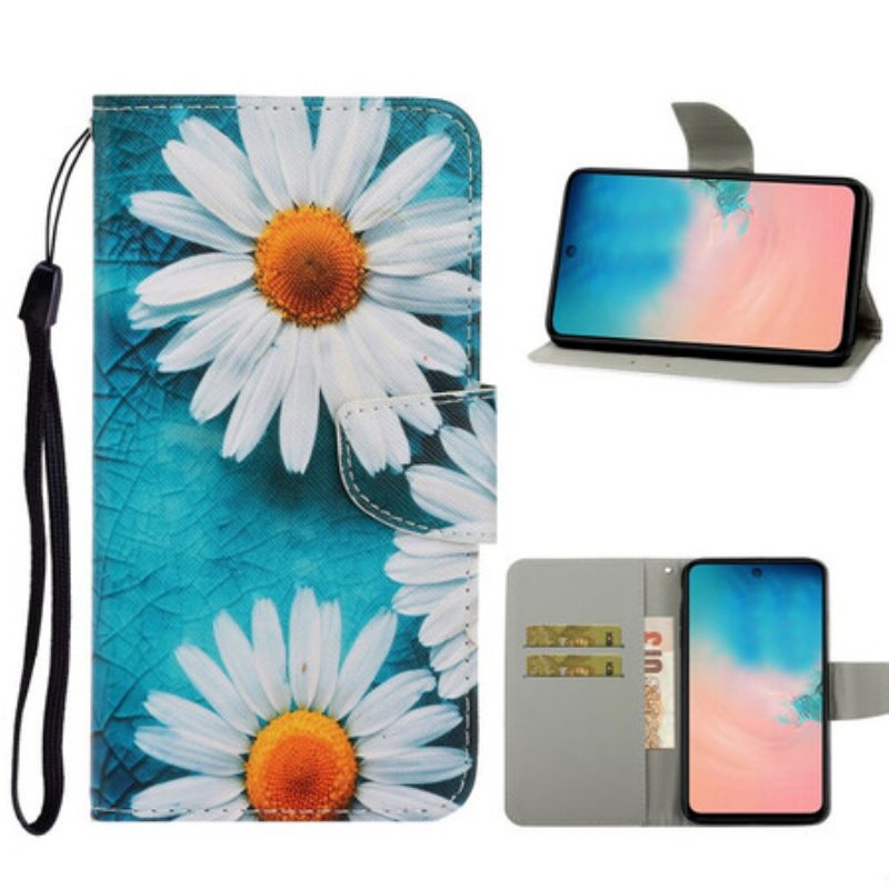 Folio-hoesje voor Samsung Galaxy S20 Met Ketting String Madeliefjes