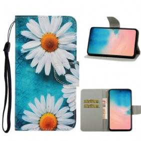 Folio-hoesje voor Samsung Galaxy S20 Met Ketting String Madeliefjes