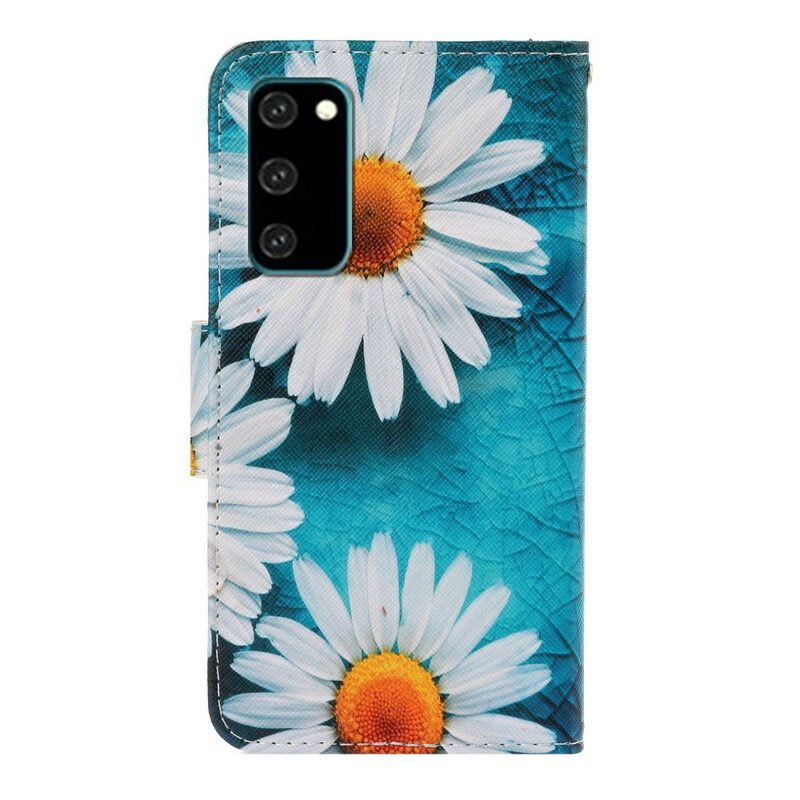 Folio-hoesje voor Samsung Galaxy S20 Met Ketting String Madeliefjes