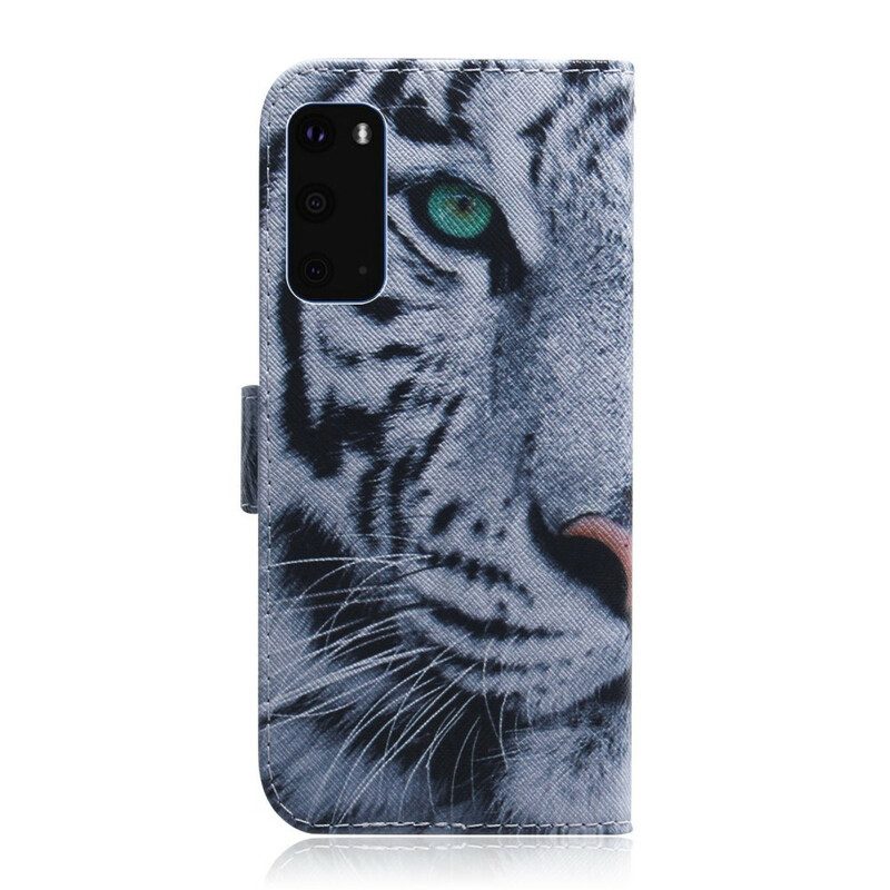 Folio-hoesje voor Samsung Galaxy S20 Tijger Gezicht