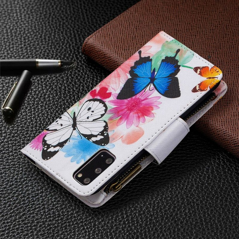 Folio-hoesje voor Samsung Galaxy S20 Vlinders Zak Met Ritssluiting